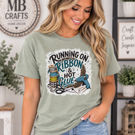 Running on ribbon and hot glue T-shirt ￼