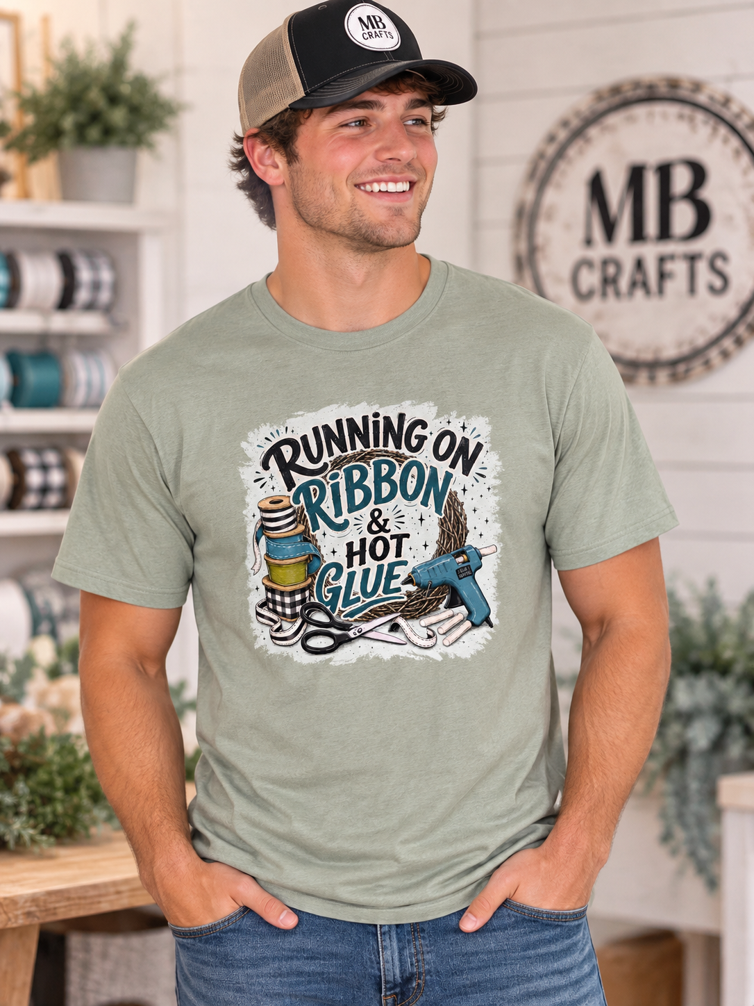 Running on ribbon and hot glue T-shirt ￼