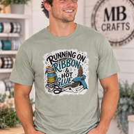 Running on ribbon and hot glue T-shirt ￼