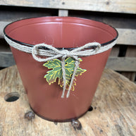 8.5in Brown fall metal container - 9750407BWN