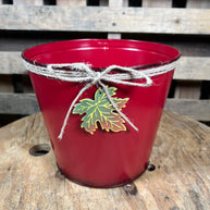 8.5in candy apple red fall metal container - 9750407RED