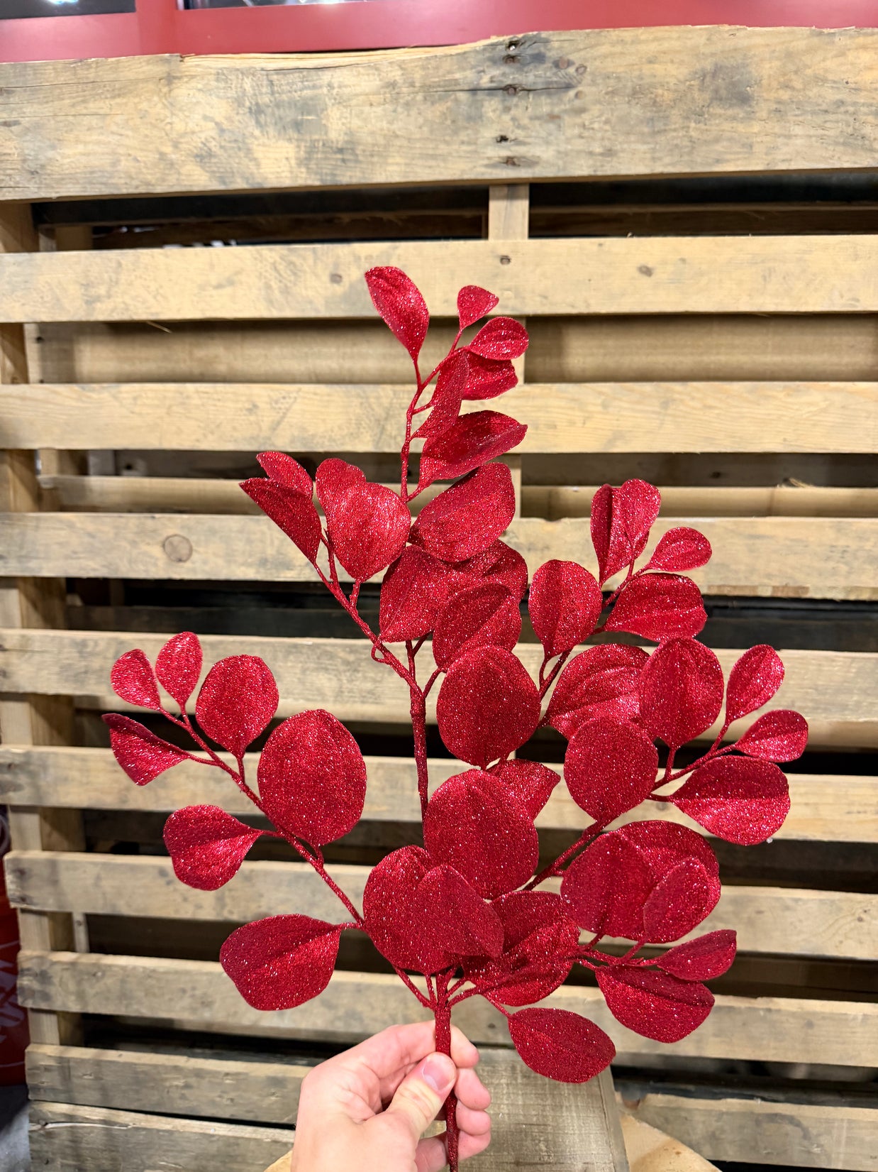 25" Red Dogwood Glitter Pick - FK220925