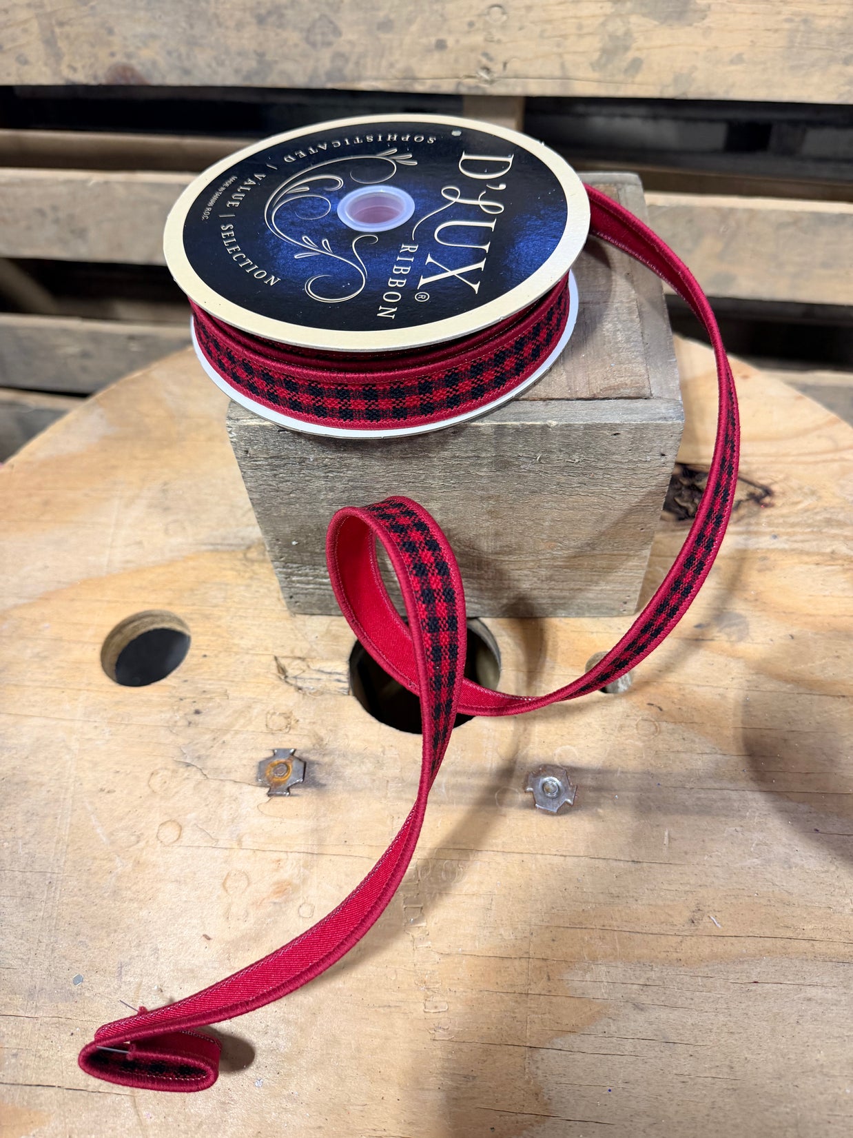 7/8” x 10yd Mini Check Wired Ribbon - LX600324