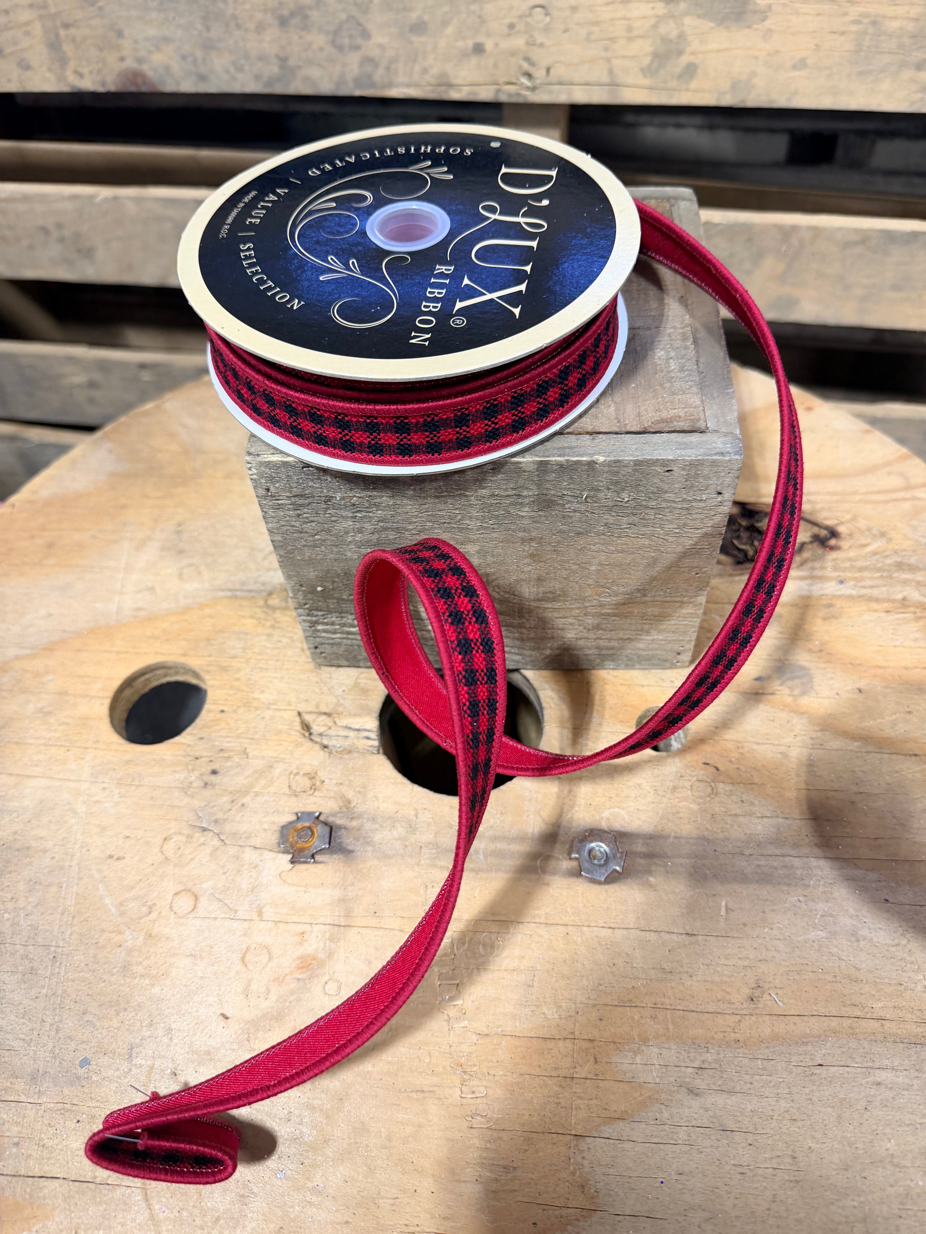 7/8” x 10yd Mini Check Wired Ribbon - LX600324