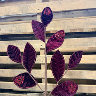 27” Burgundy velvet sequin leaf Pick  - XS255205