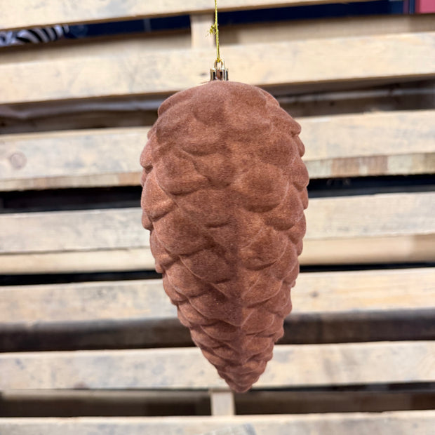 9" Flocked Pinecone - 86923BN