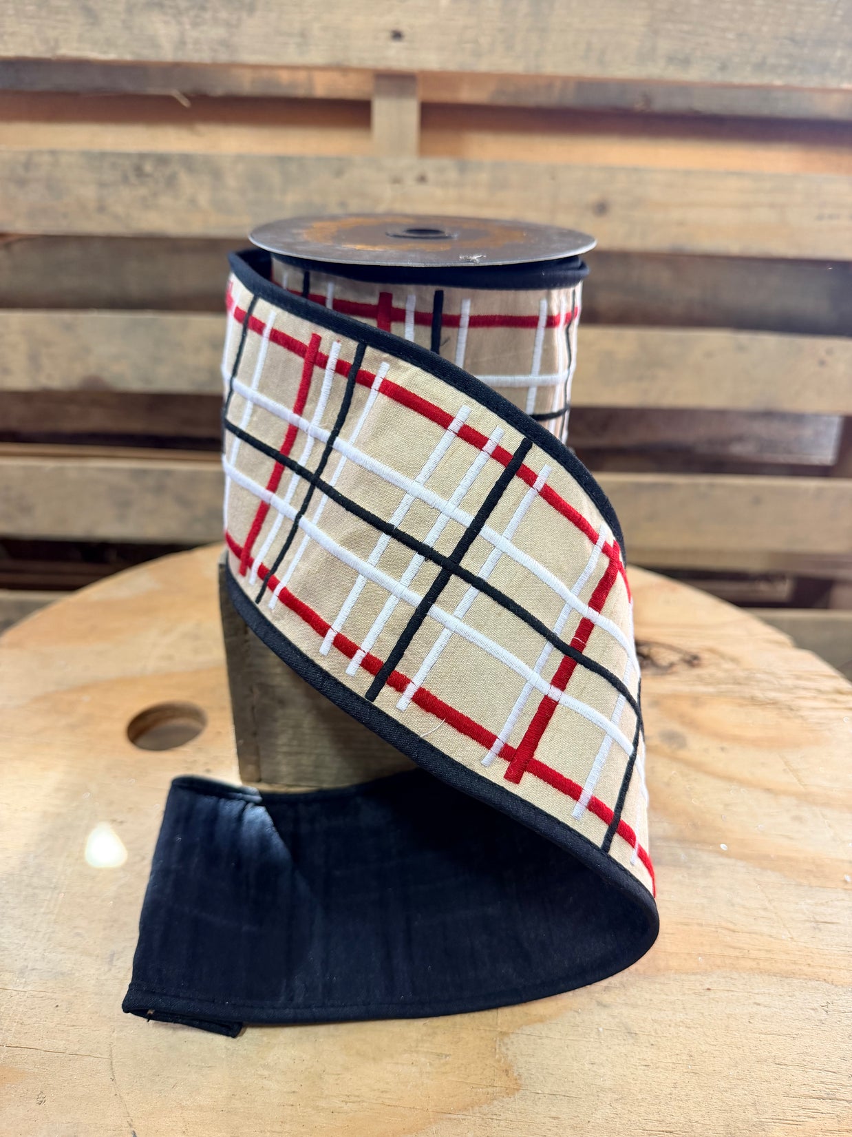 4" x 5yd Plaid Wired Ribbon -  JME-WN25-172-KHA-4