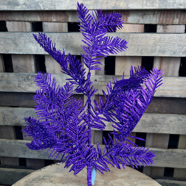 25"L PURPLE GLITTER HEMLOCK SPRAY - XV766023