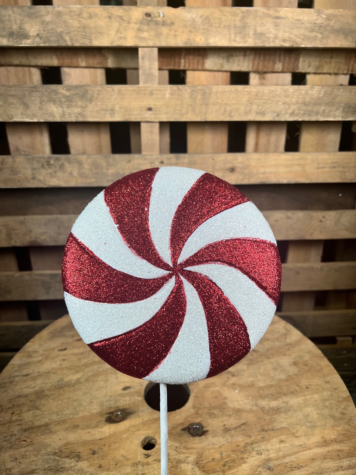 8”W red and white peppermint  - 84913RDWT