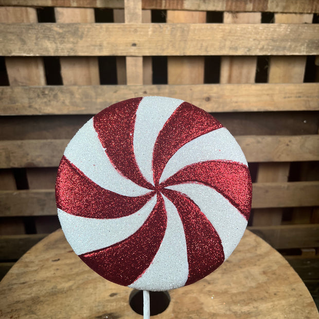 8”W red and white peppermint  - 84913RDWT