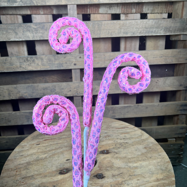 28”H Pink mesh curly spray  - 86348PK