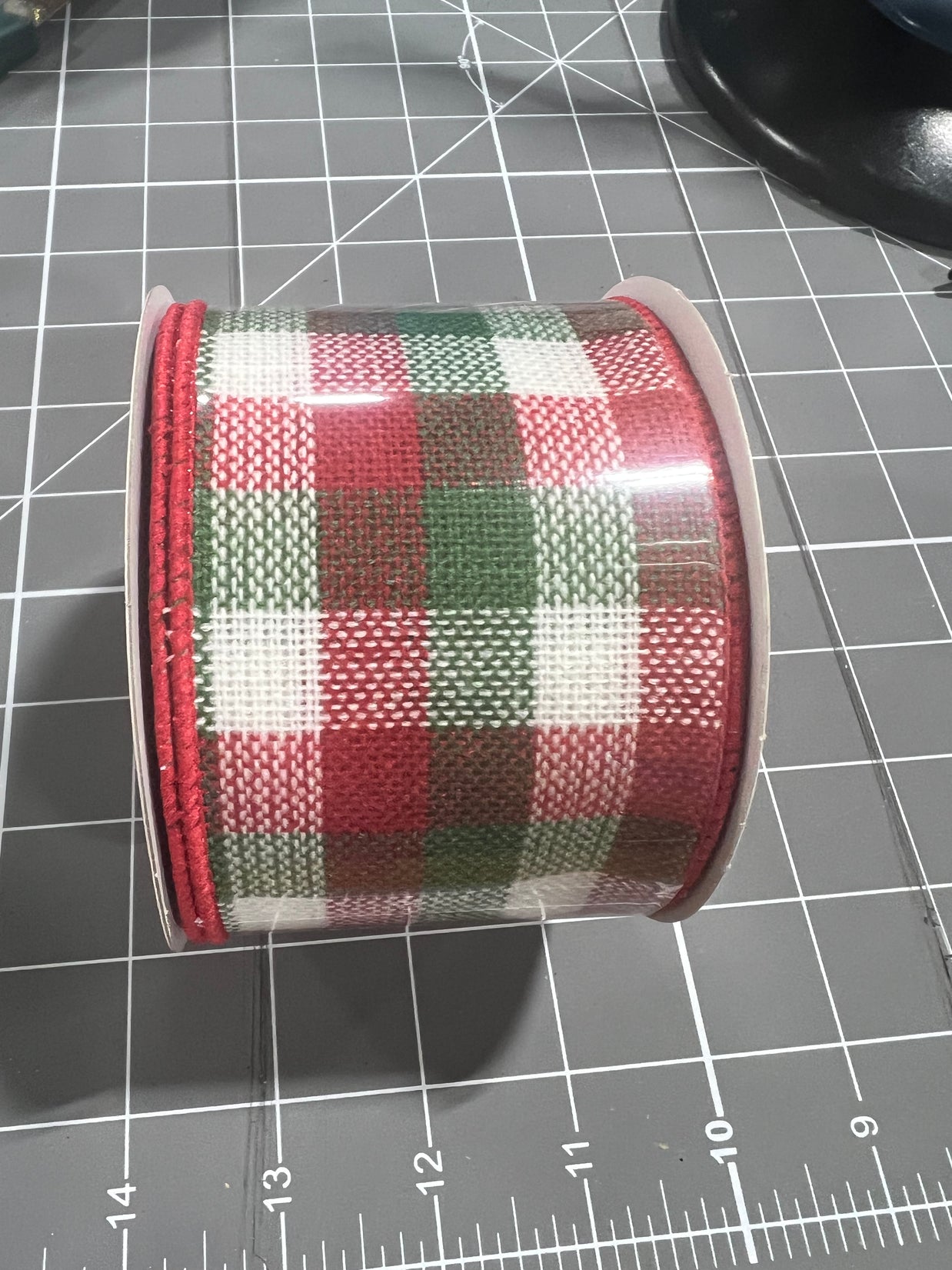 2.5 "X10YD Christmas woven check Wired Ribbon - RGA19255H