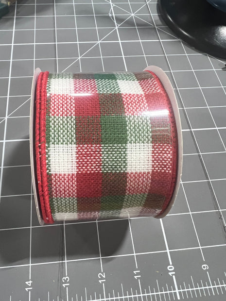 2.5 "X10YD Christmas woven check Wired Ribbon - RGA19255H