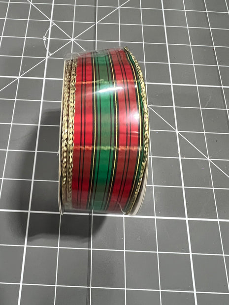 1.5”x 10yd metallic plaid  Wired Ribbon - RGB1345
