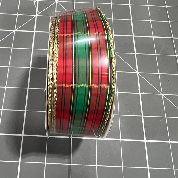 1.5”x 10yd metallic plaid  Wired Ribbon - RGB1345