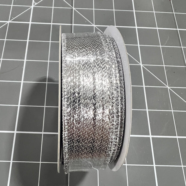7/8"X10YD silver metallic Wired Ribbon - RG0739926