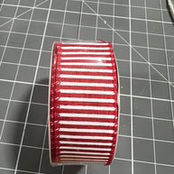 1.5”x 10yd red and white stripe Wired Ribbon - RG178024
