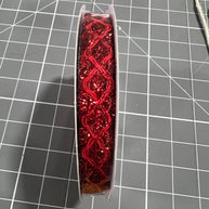 5/8” x 10Y red tinsel open weave Wired Ribbon - RN592024