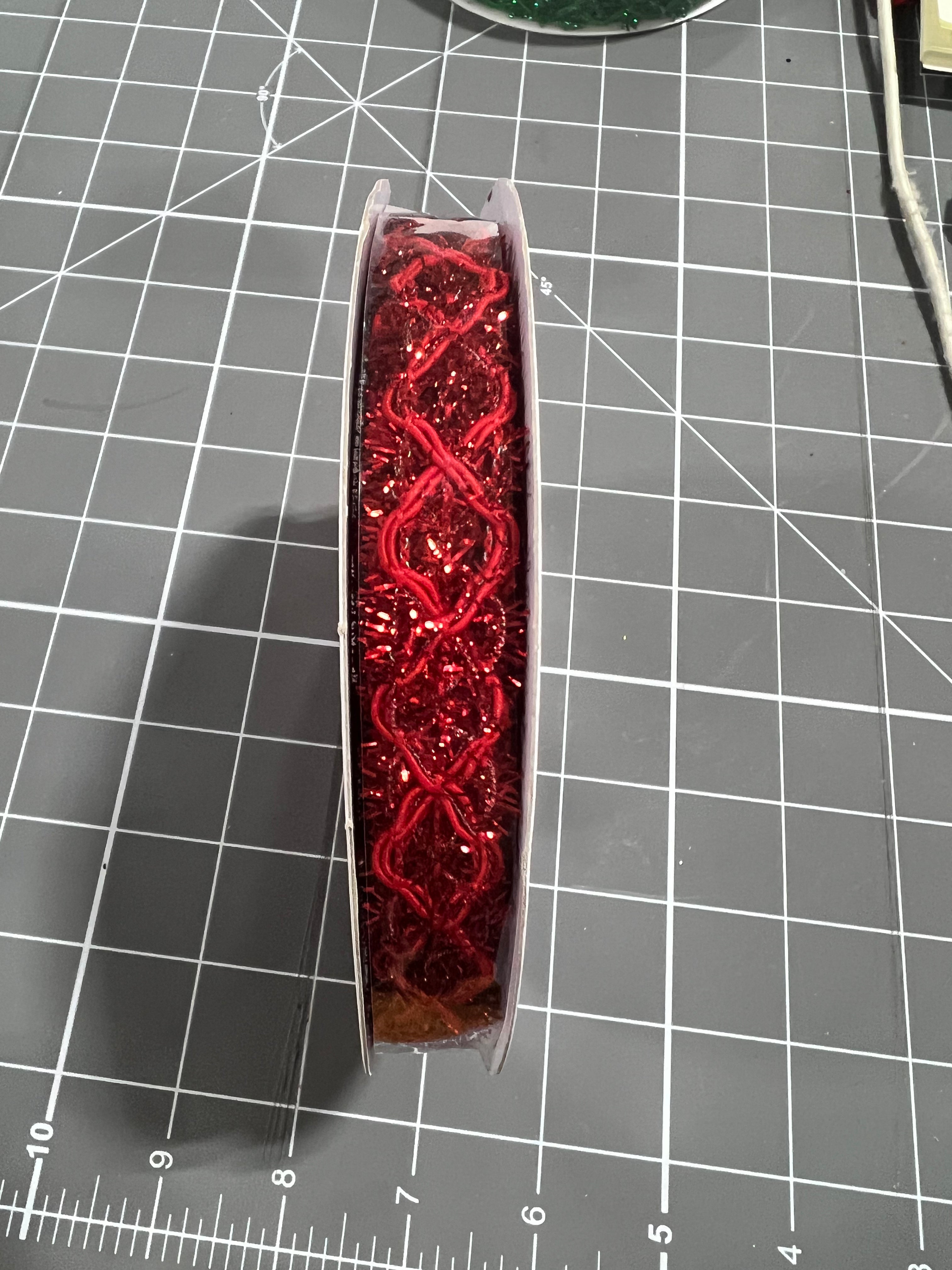 5/8” x 10Y red tinsel open weave Wired Ribbon - RN592024