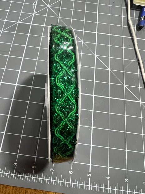 5/8” x 10Y emerald green tinsel open weave Wired Ribbon - RN592006
