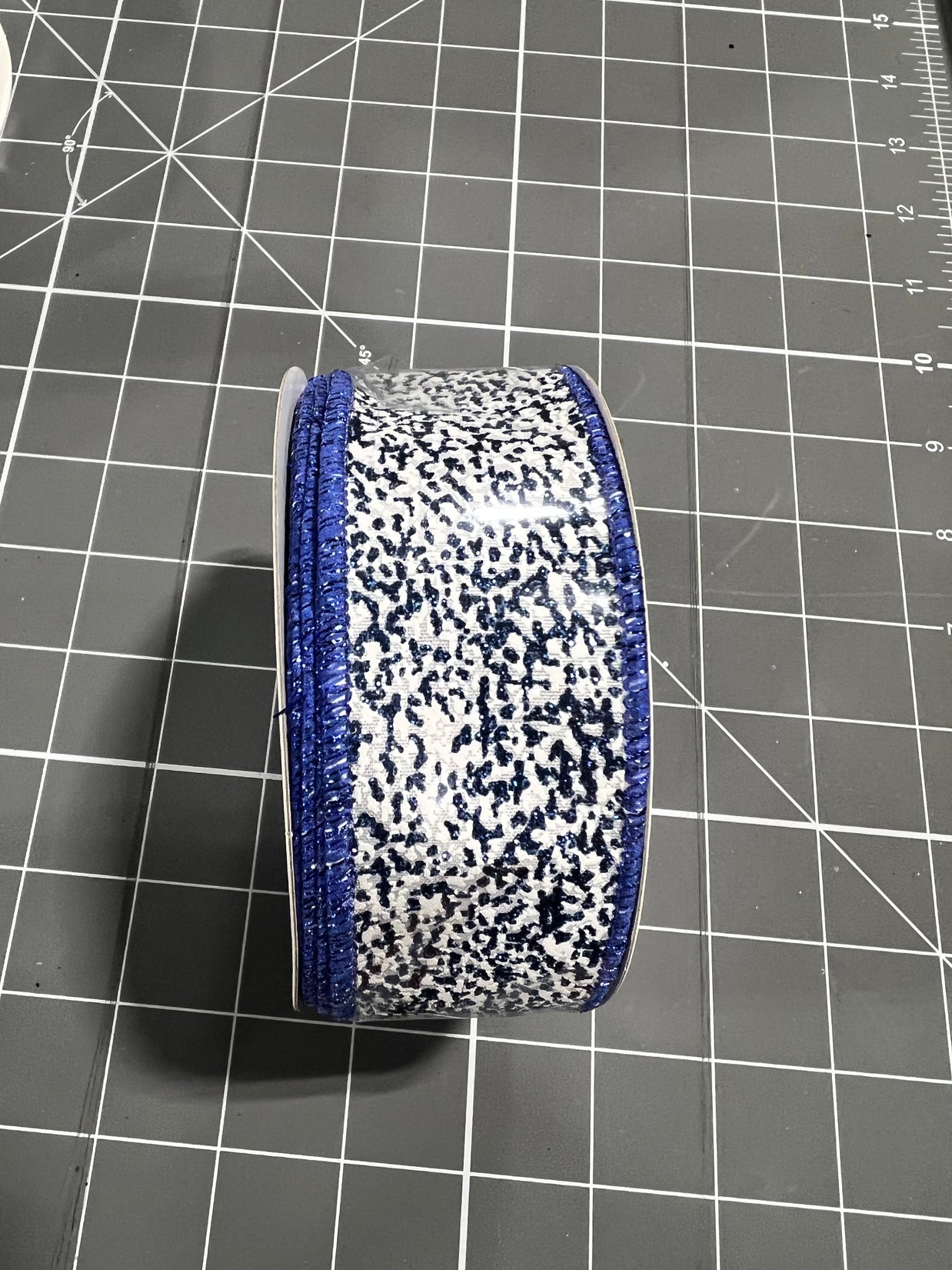 1.5”x 10yd blue glitter snow Wired Ribbon - RGF181319