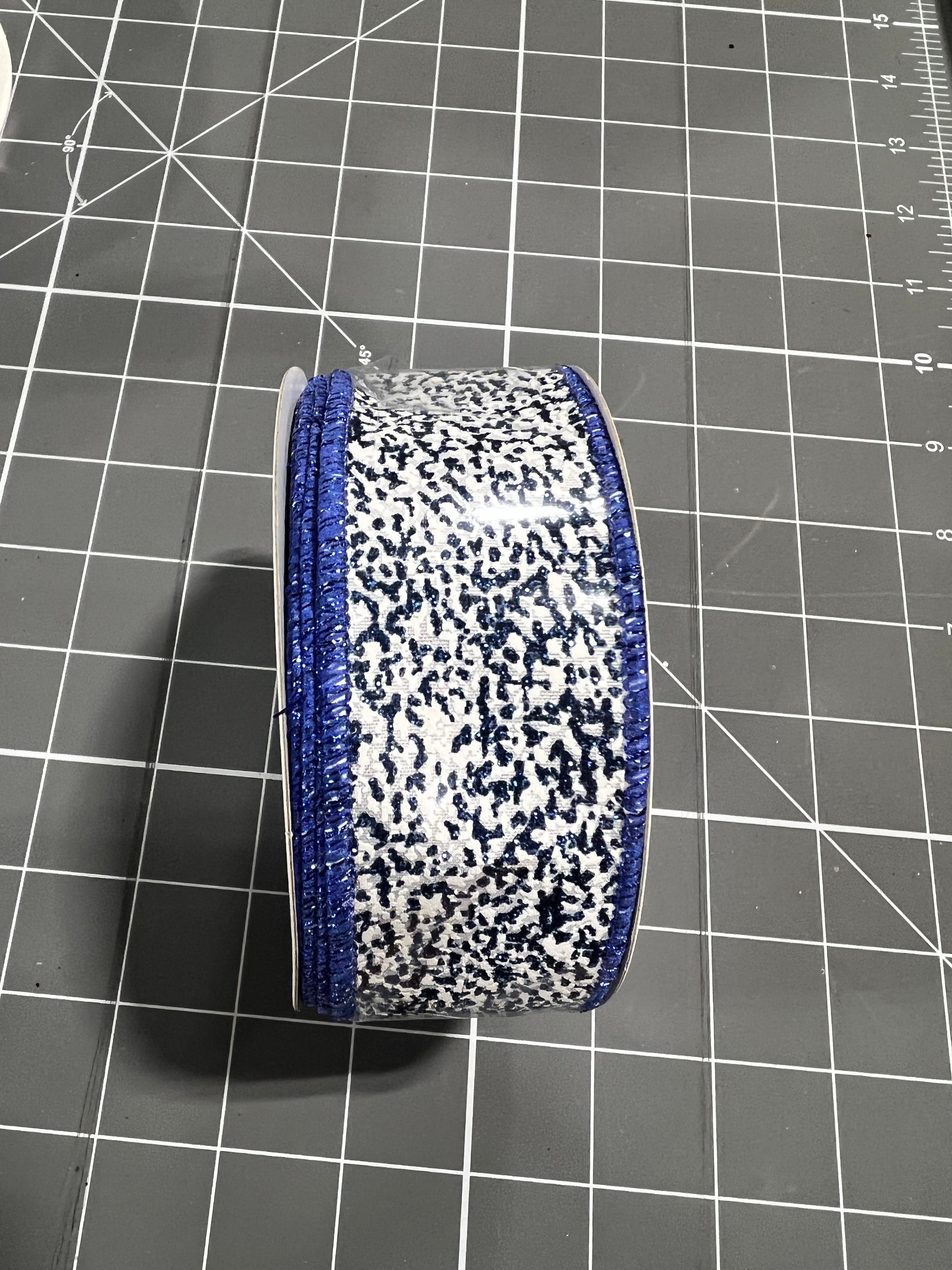 1.5”x 10yd blue glitter snow Wired Ribbon - RGF181319