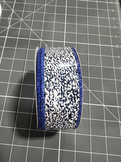 1.5”x 10yd blue glitter snow Wired Ribbon - RGF181319