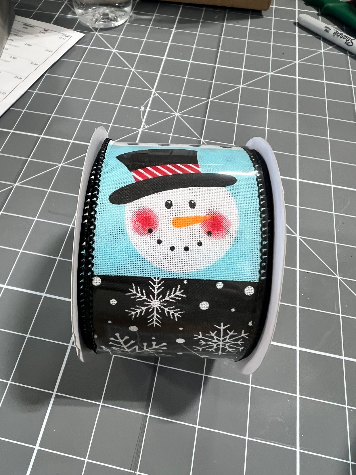 2.5 "X10YD snowmen face Wired Ribbon - RGB1290WR