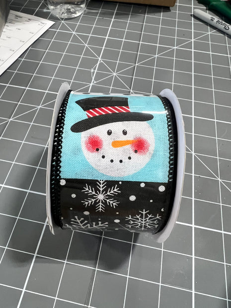 2.5 "X10YD snowmen face Wired Ribbon - RGB1290WR