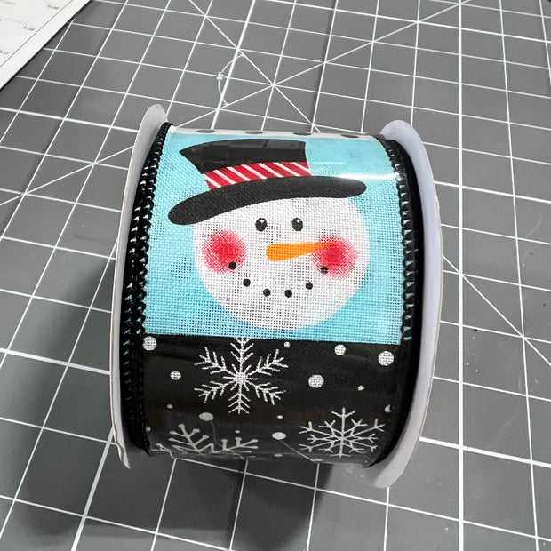 2.5 "X10YD snowmen face Wired Ribbon - RGB1290WR