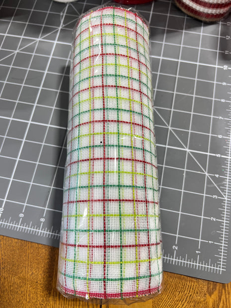 10" x 10Y Red and green fabric check fine weave mesh - RY5003AC