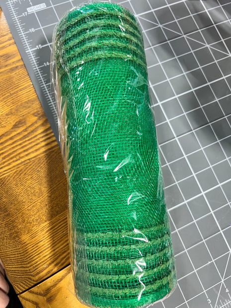 10" x 10Y emerald green drift boarder stripe mesh - RY811406