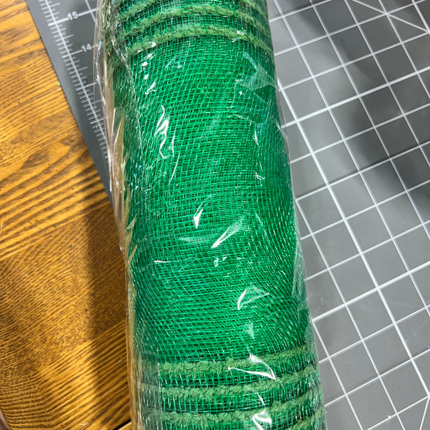 10" x 10Y emerald green drift boarder stripe mesh - RY811406