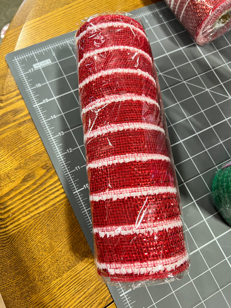 10" x 10Y red cotton deft stripe mesh - RY810049