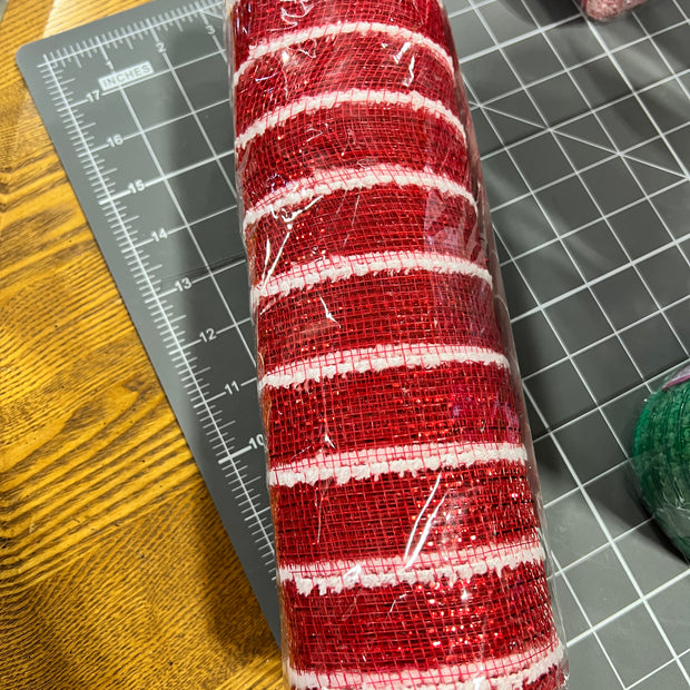 10" x 10Y red cotton deft stripe mesh - RY810049