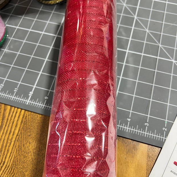 10" x 10Y  red tinsel fine weave mesh - RY500124