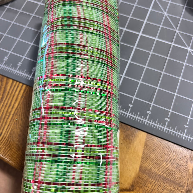 10" x 10Y Christmas vertical foil mesh - RE1368XC