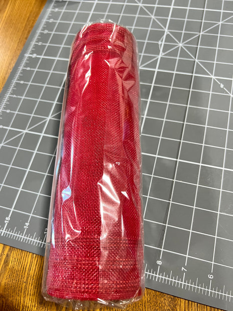 10" x 10Y Red jute boarder stripe fine weave mesh - RY500725
