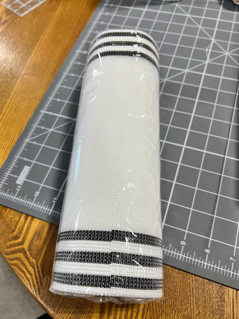10" x 10Y black and white  jute boarder stripe fine weave mesh - RY5008F6