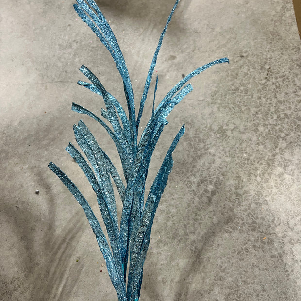 31"L GLITTERED/PAPER GRASS SPRAY - LIGHT BLUE - XS104960