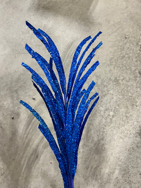 31"L GLITTERED/PAPER GRASS SPRAY - BLUE - XS104925