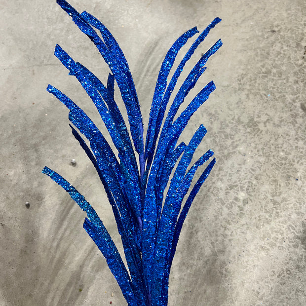 31"L GLITTERED/PAPER GRASS SPRAY - BLUE - XS104925