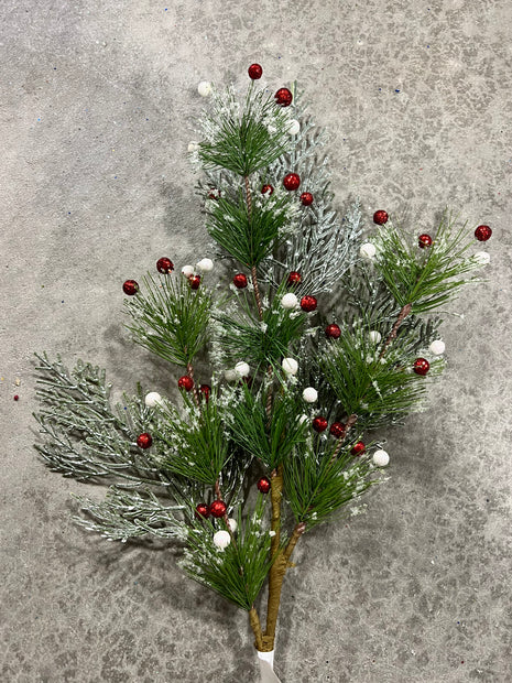 24”H snow pine spray  - XS9629