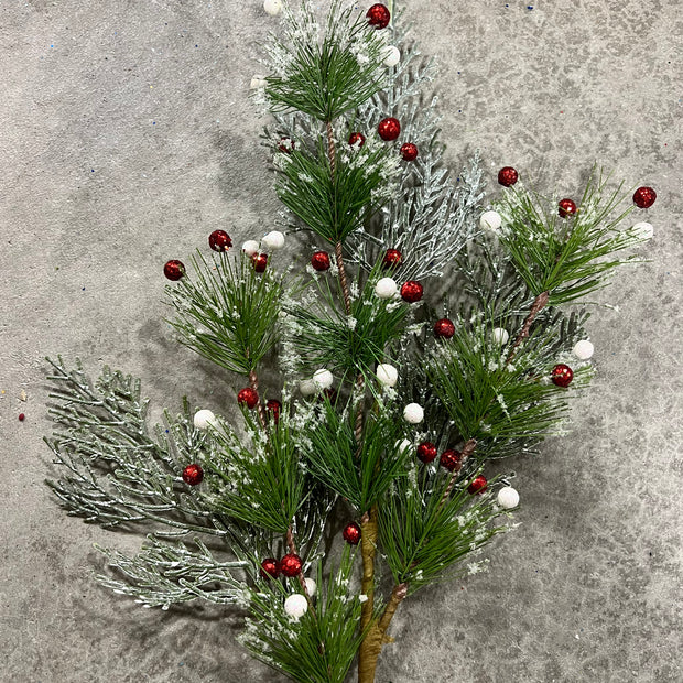 24”H snow pine spray  - XS9629