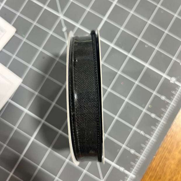 5/8” x 10Y black canvas Wired Ribbon - RGE177802