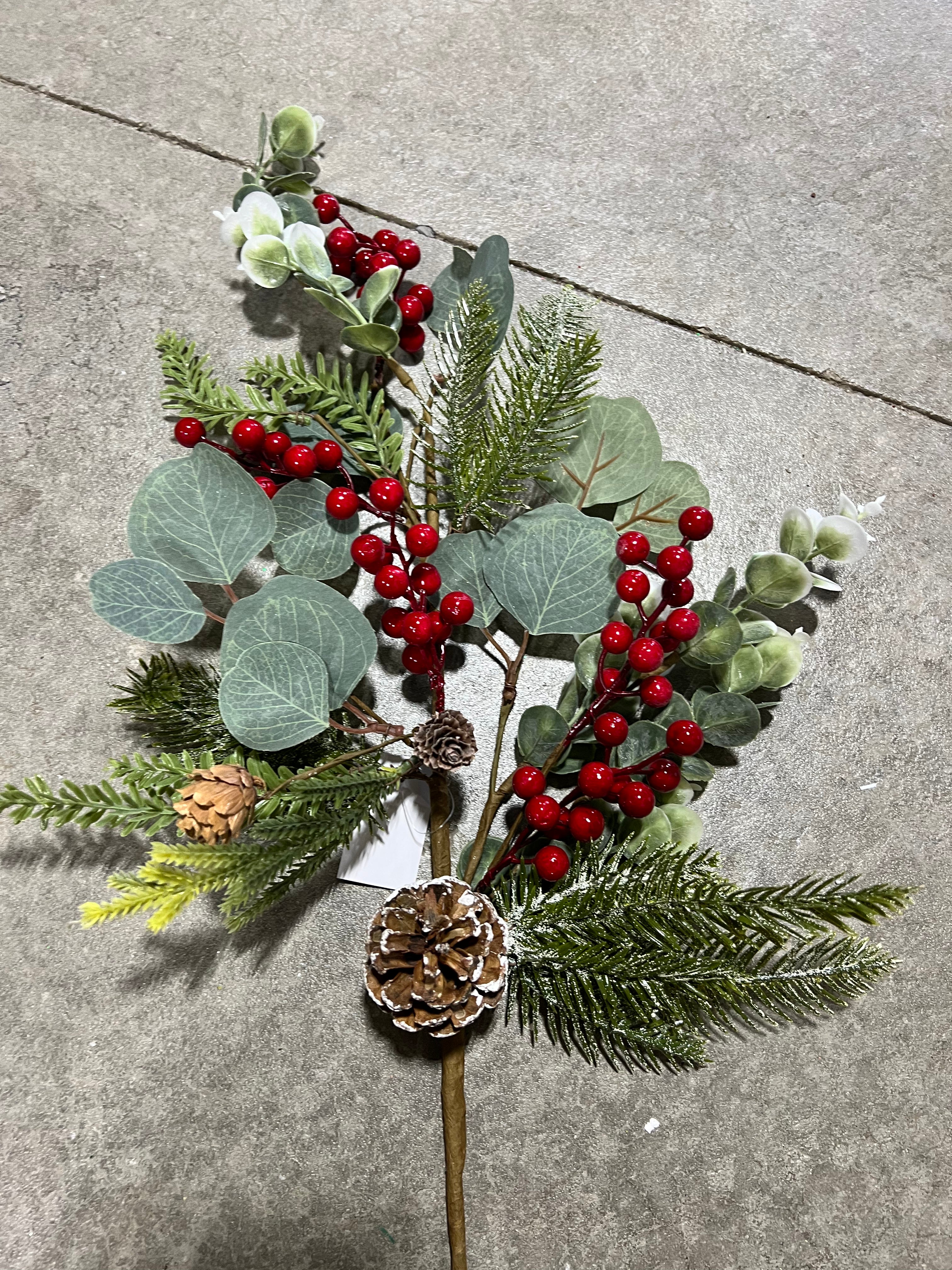 26”H mixed eucalyptus pinecone spray  - XX8718