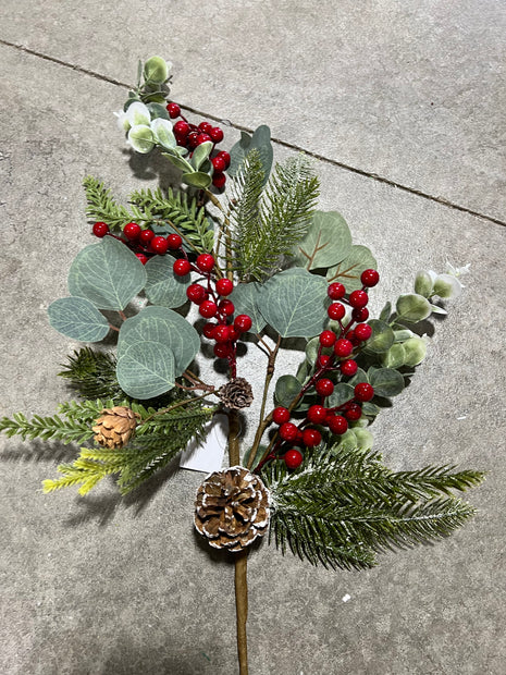 26”H mixed eucalyptus pinecone spray  - XX8718