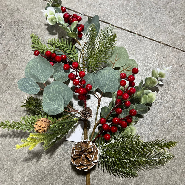 26”H mixed eucalyptus pinecone spray  - XX8718