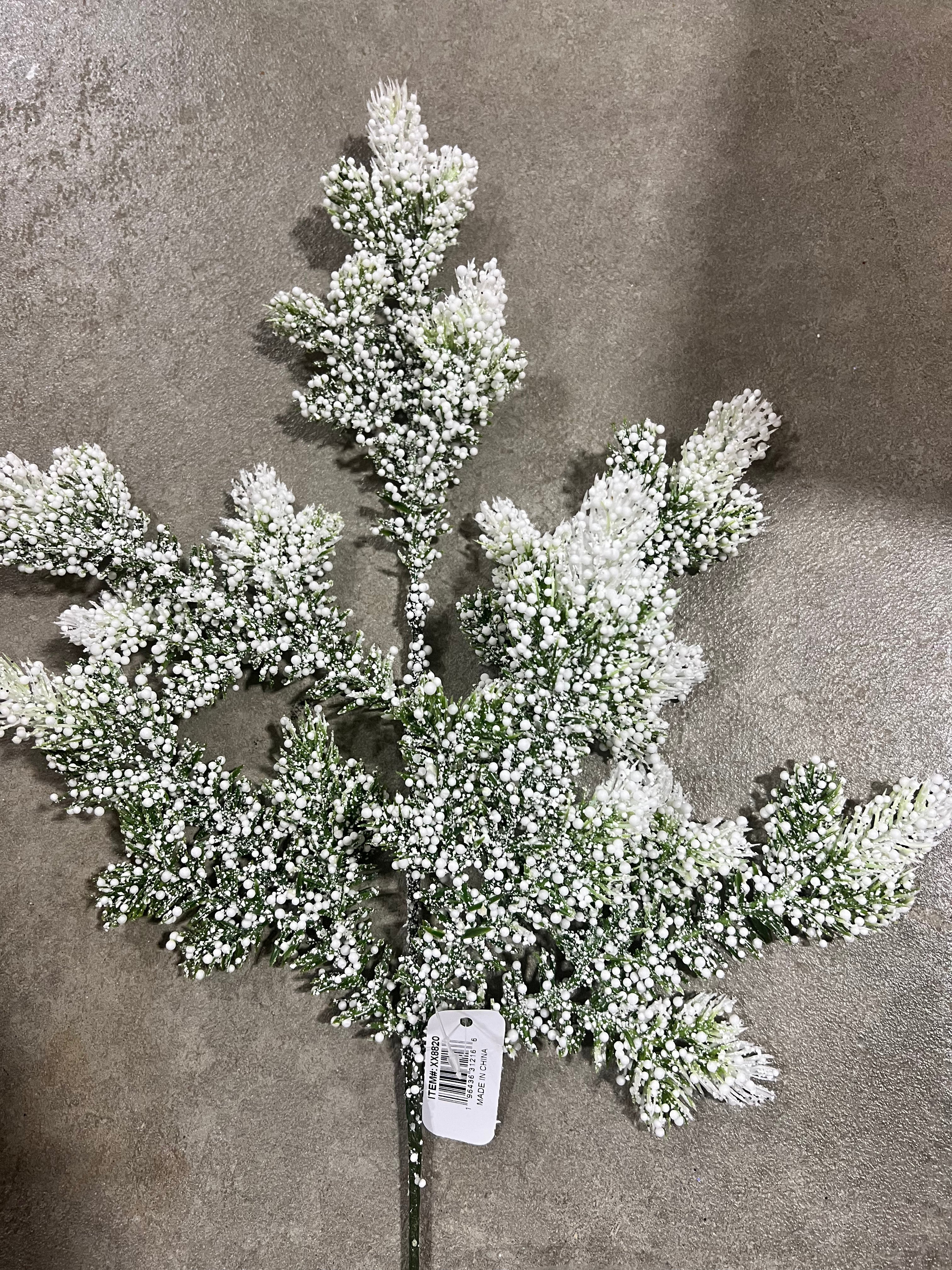 22”H snow spruce spray  - XX8820