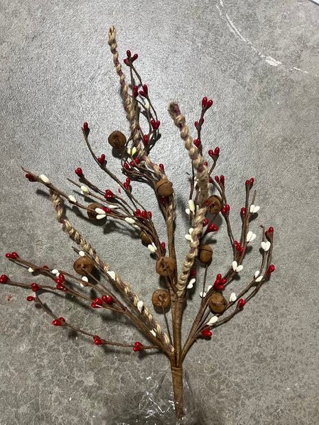 20”H rusty bell twig spray  - XS9658